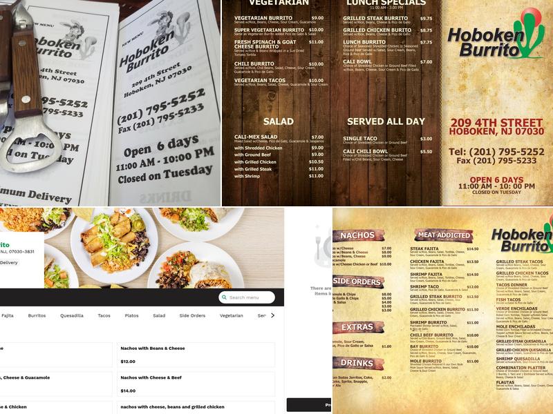 Hoboken Burrito Menu