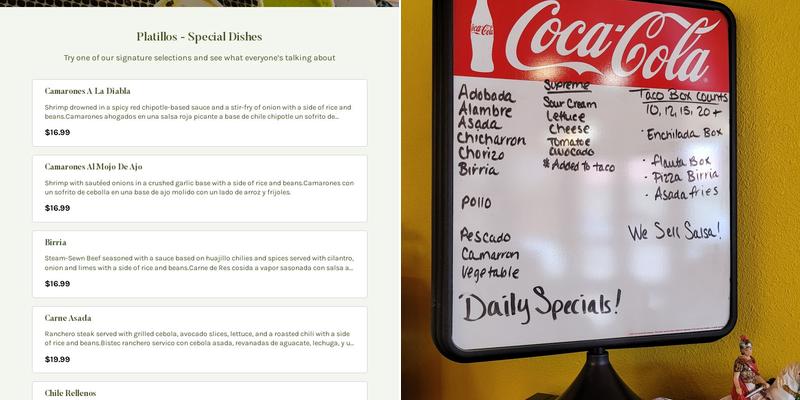 Taqueria La Plazita Menu