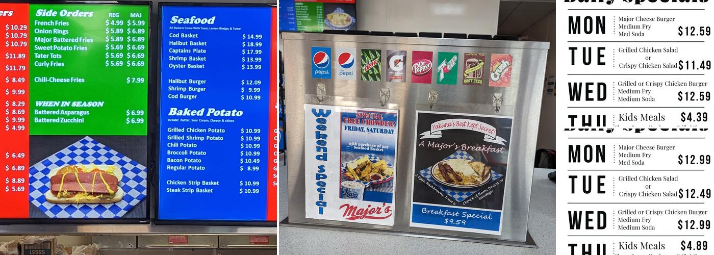 Major's Burgers on 3rd Menu