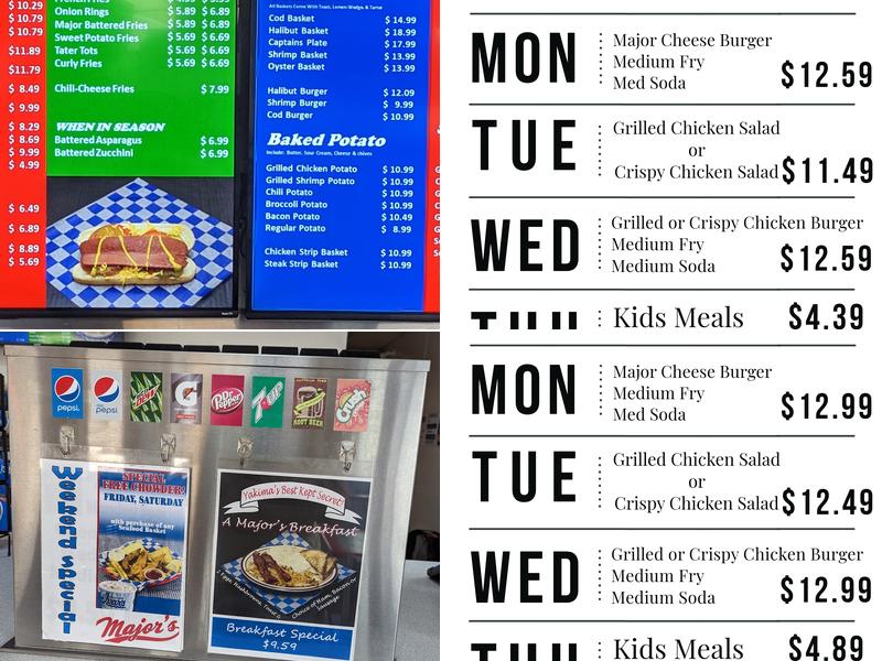 Major's Burgers on 3rd Menu