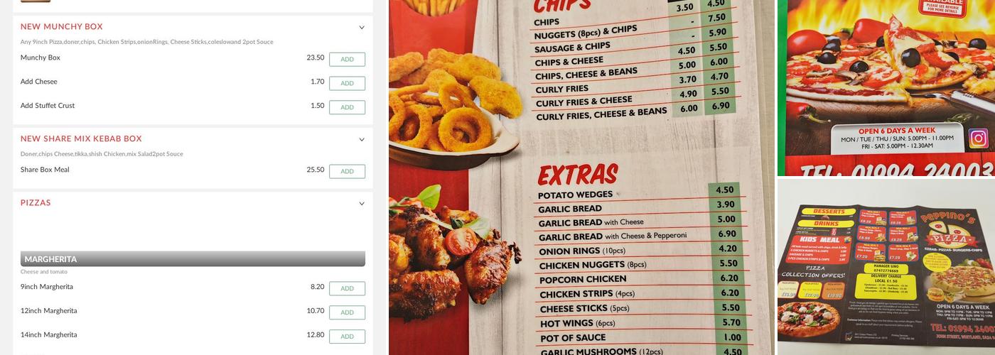 Peppinos Pizza Menu
