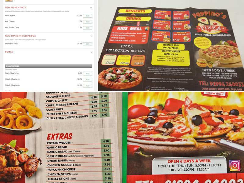 Peppinos Pizza Menu