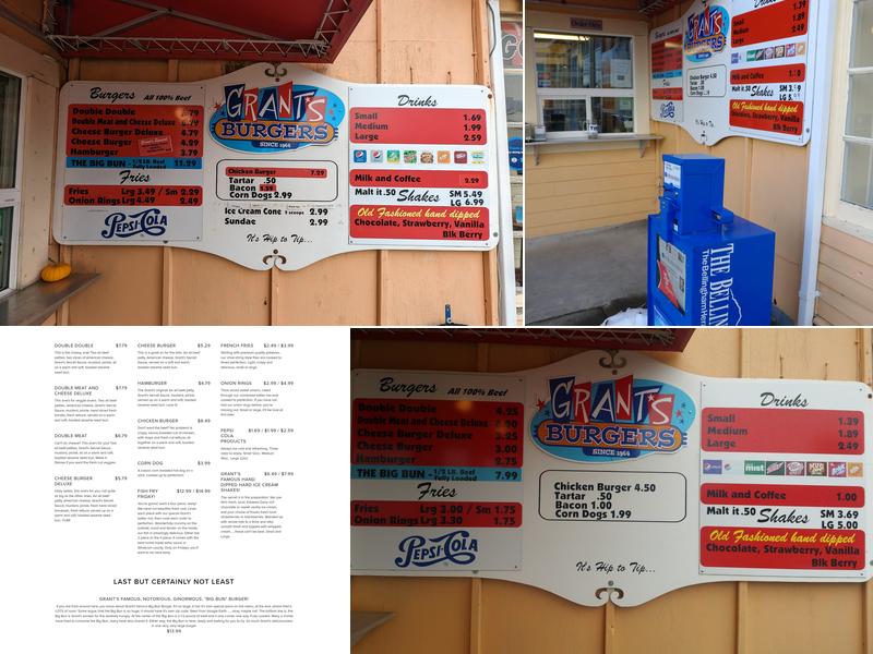 Grant's Burgers Menu