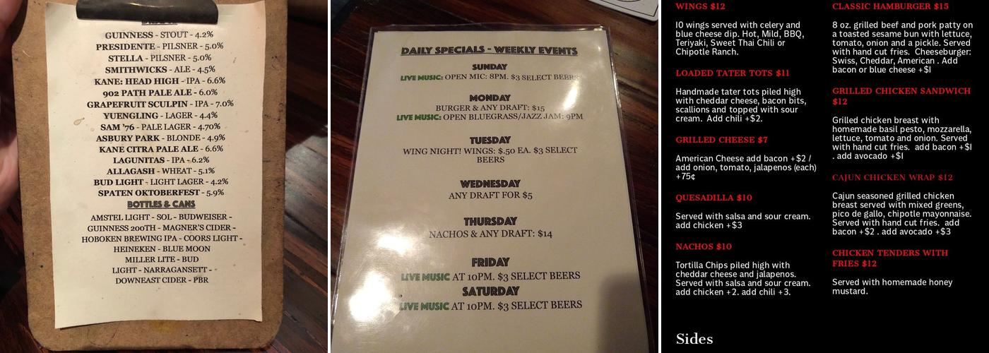 Finnegan's Pub Menu