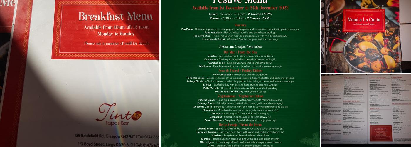 Tinto Tapas Bar Menu