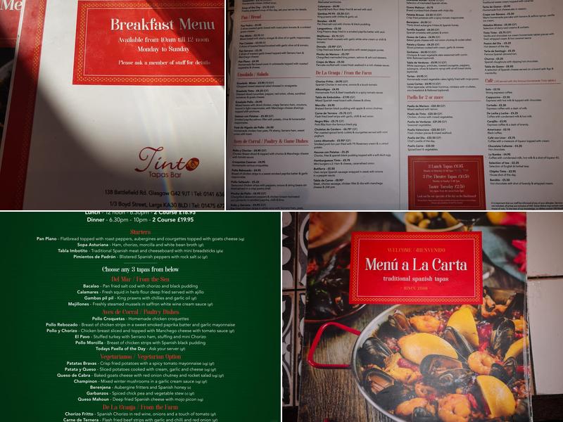 Tinto Tapas Bar Menu