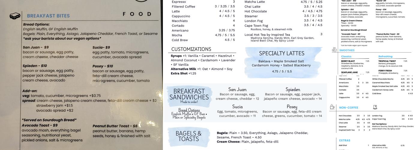 Riptide Cafe Menu