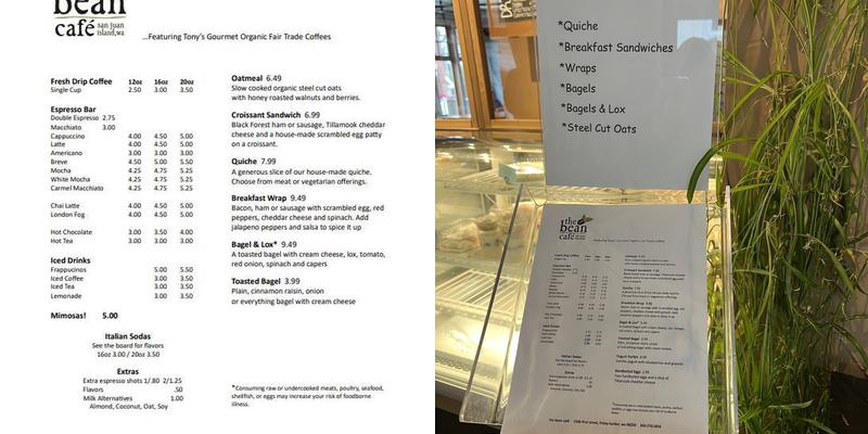 The Bean Cafe Menu