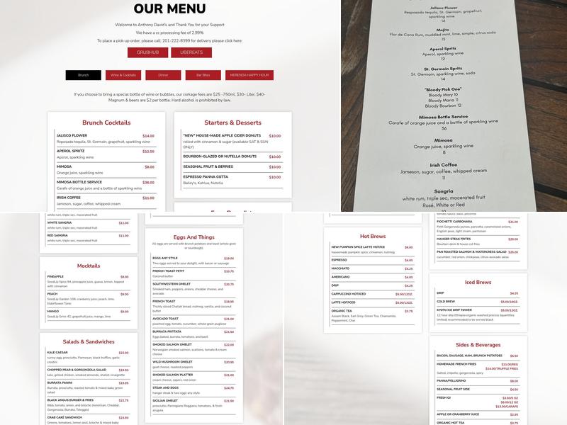 Anthony David's Menu