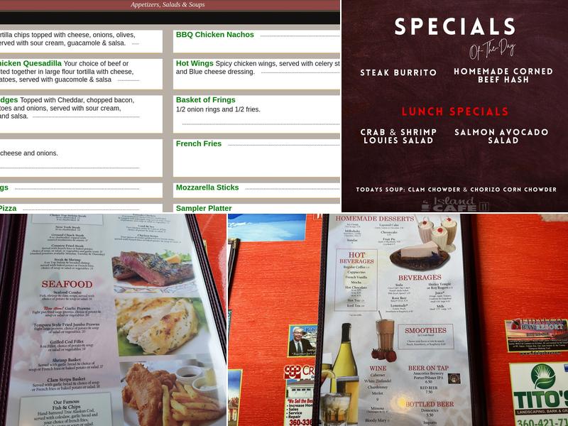 Island Cafe Menu