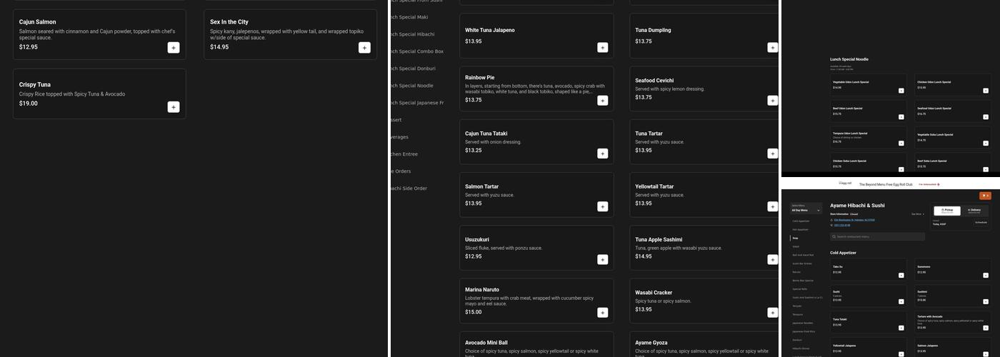 Ayame Hibachi & Sushi Menu