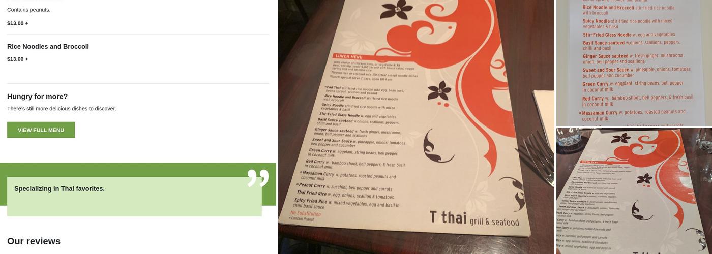 T Thai Menu