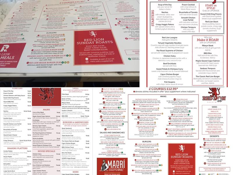 The Red Lion Menu
