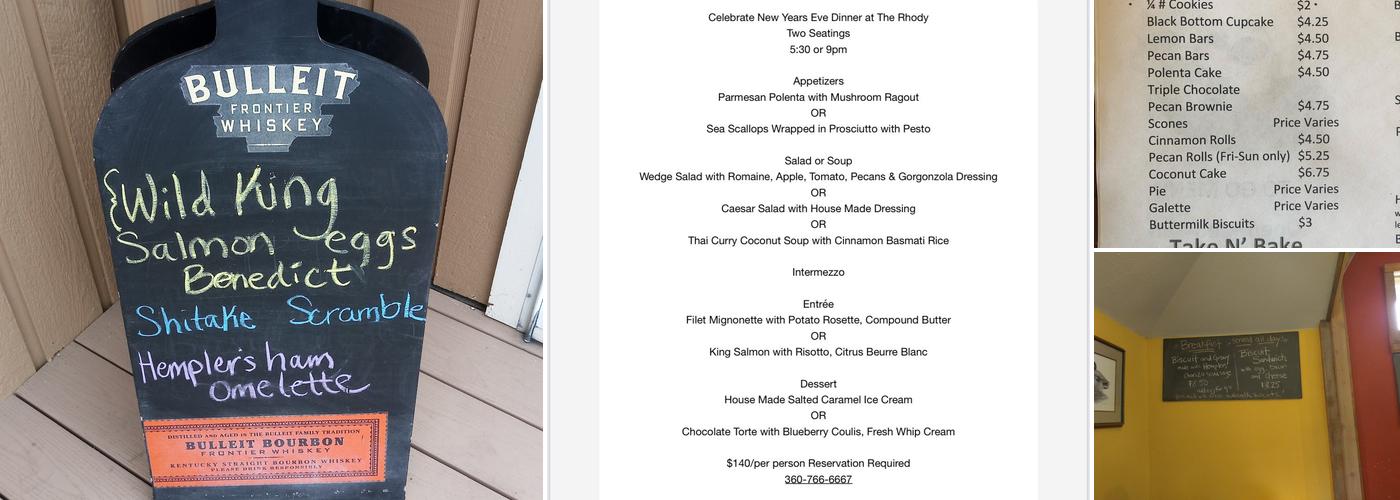 Rhododendron Cafe Menu