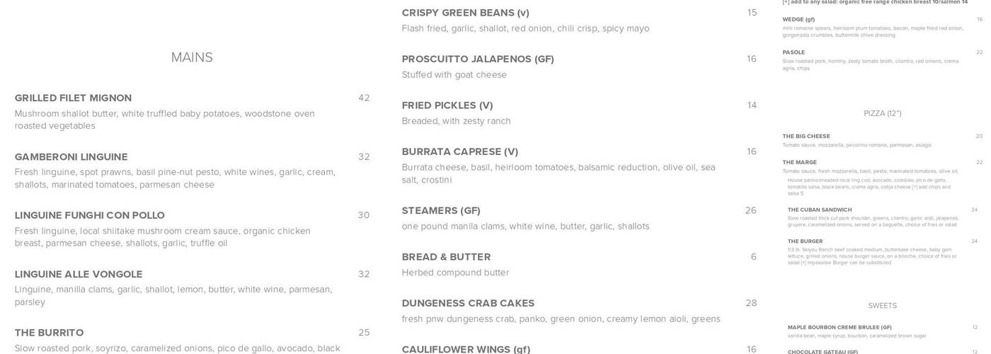 Haven Kitchen & Bar Menu