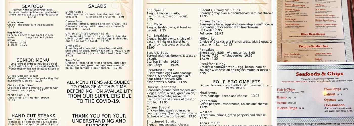 Country Corner Menu