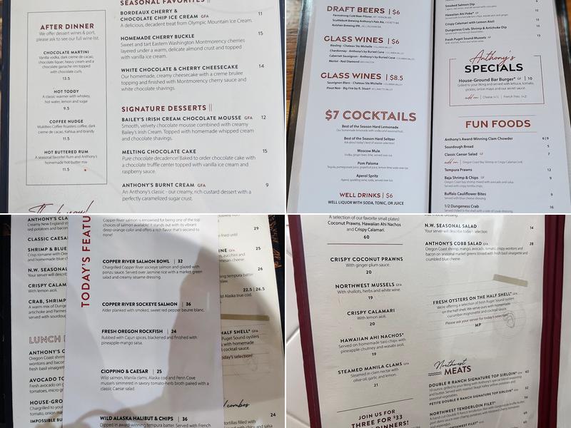 Anthony's at Squalicum Harbor Menu