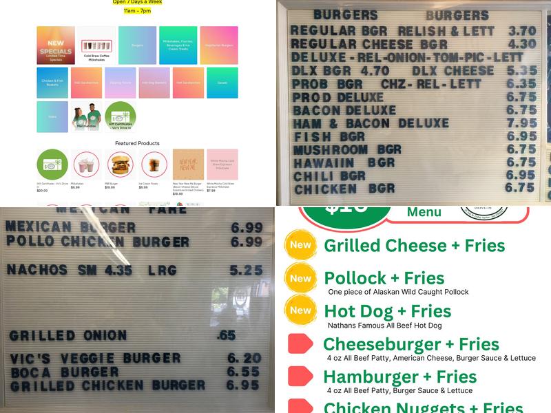 Vic's Drive In Menu