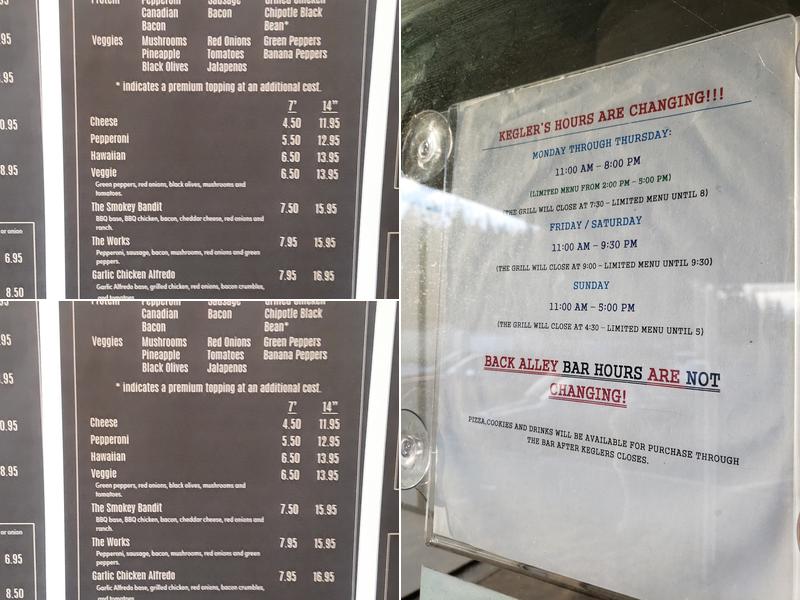 Kegler's Bar & Grill Menu