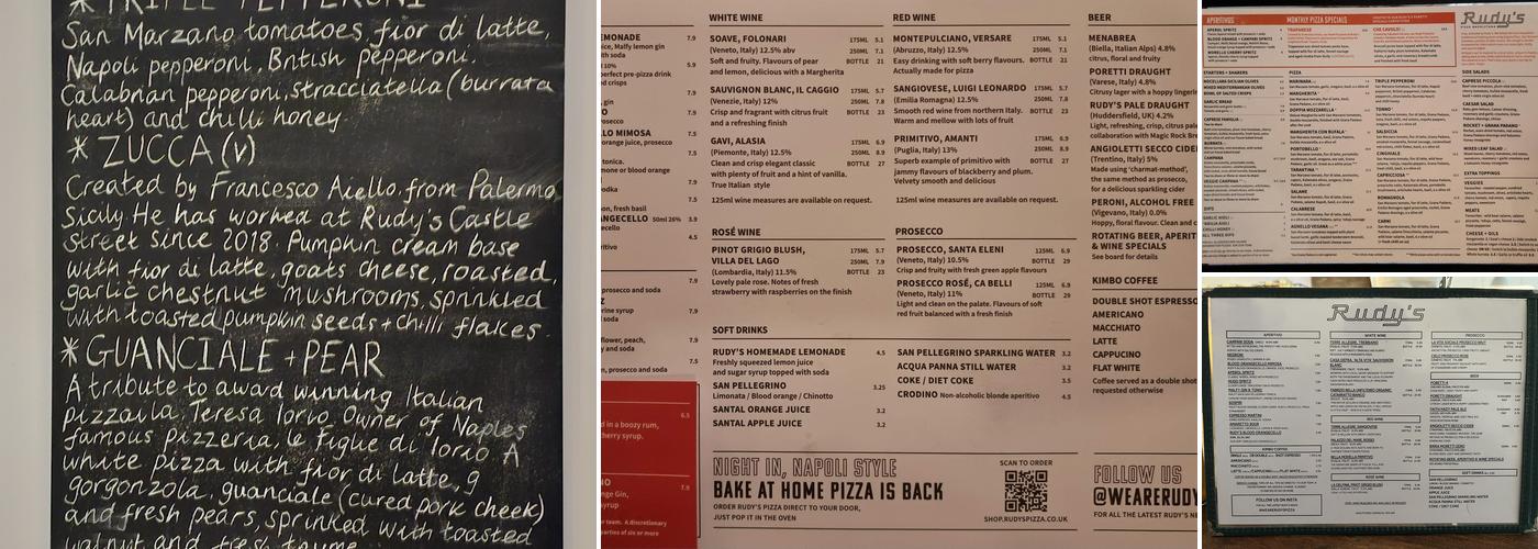 Rudy's Pizza Napoletana - Leeds Menu