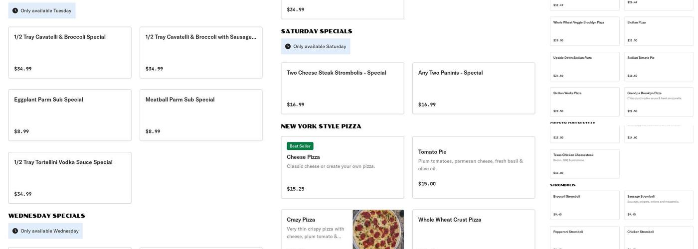Fabio's Bistro Menu