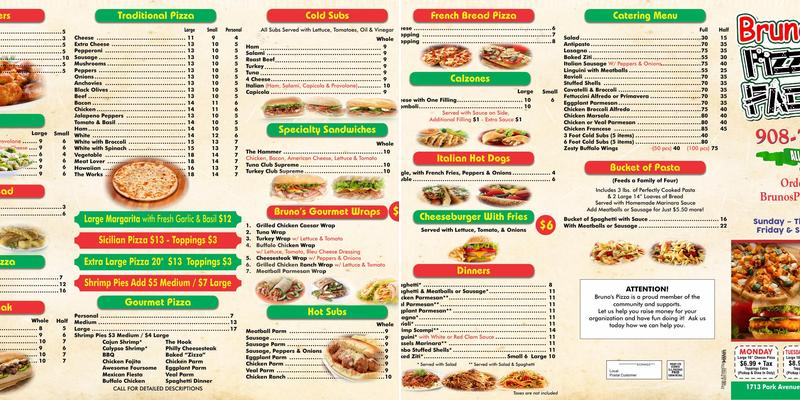 Bruno's Pizza Factory Menu