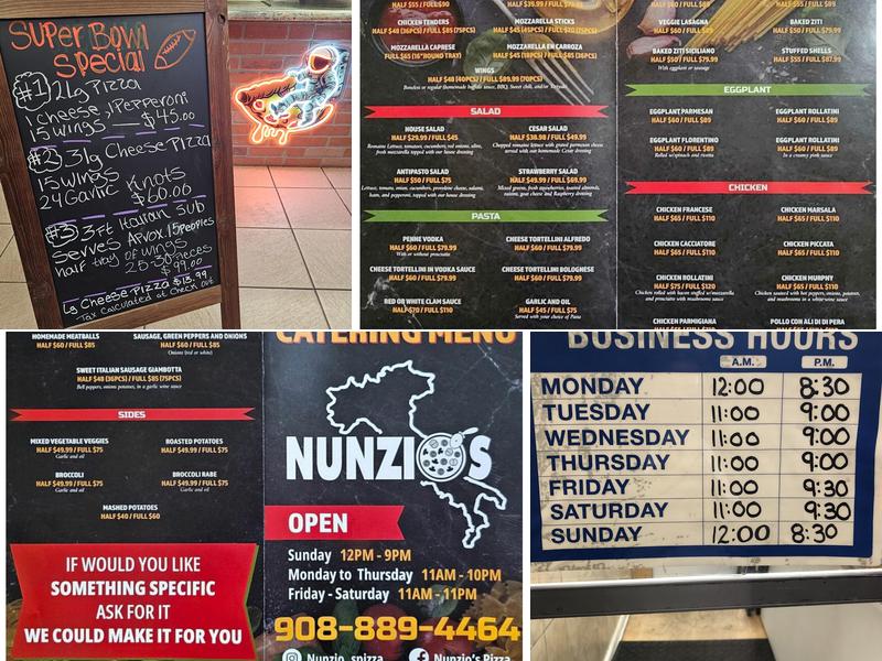 Nunzio's Pizza MX Menu
