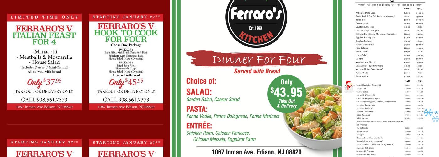 Ferraro's Pizzeria & Restaurant Menu