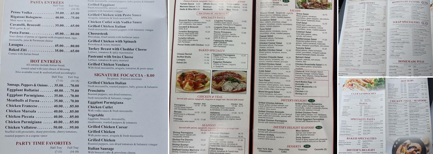 Phillippo's Pizza Menu