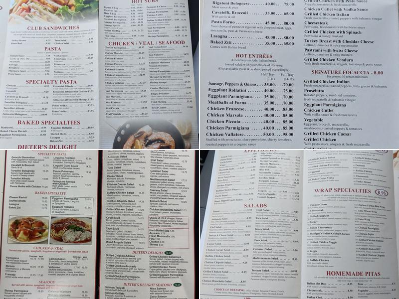 Phillippo's Pizza Menu