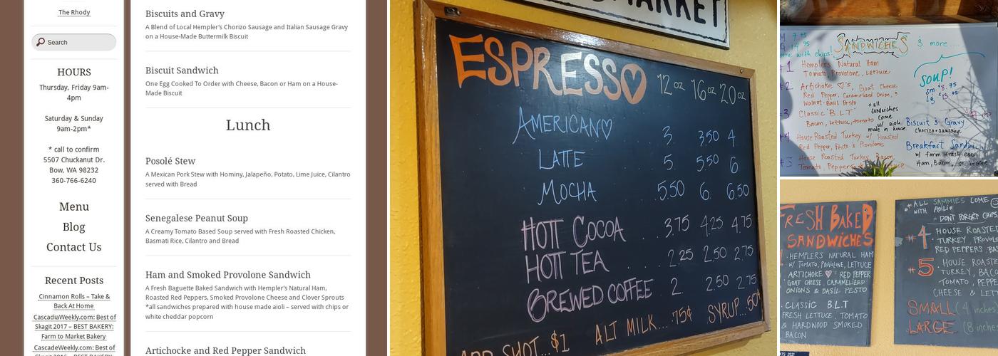 Farm To Market Bakery Menu