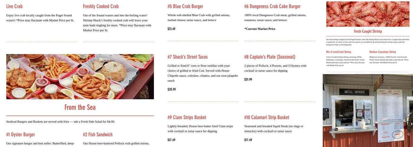 The Shrimp Shack Menu
