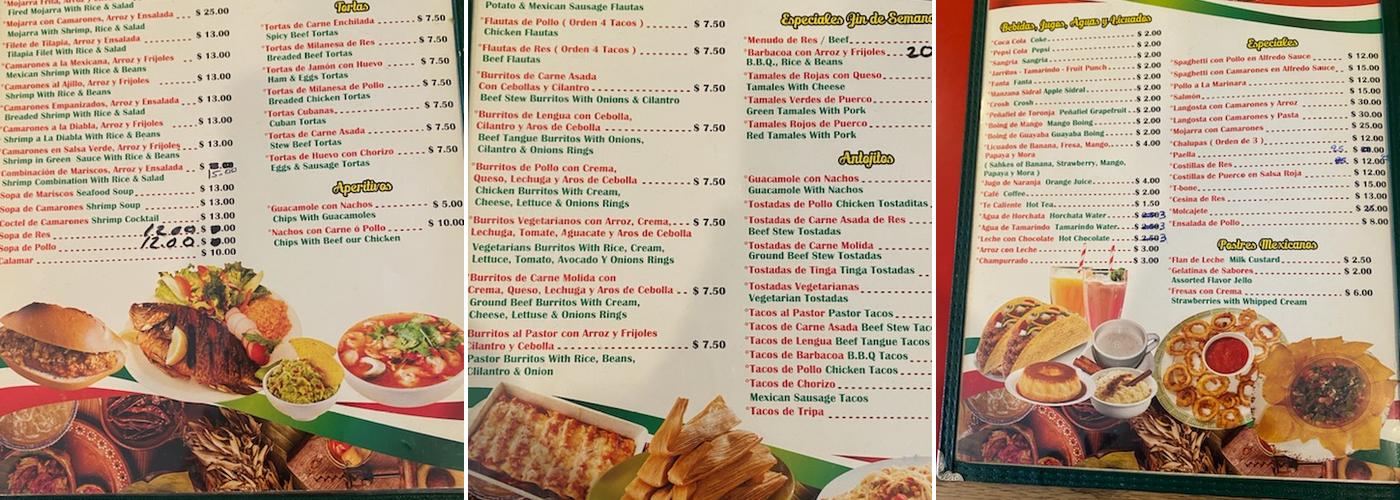 El Gitano Menu