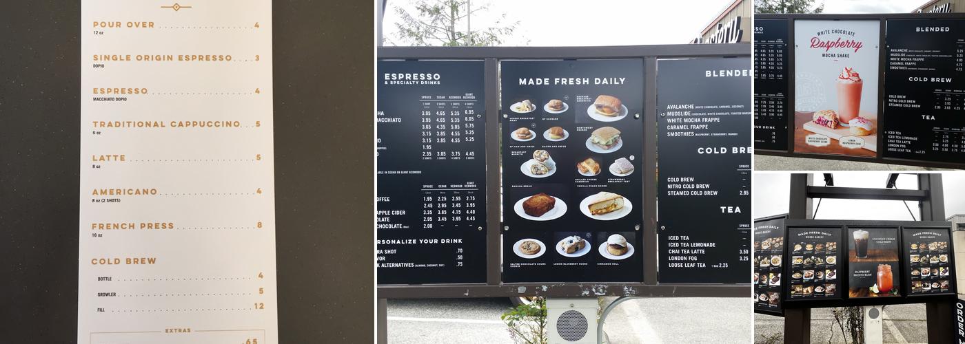 Woods Coffee Menu