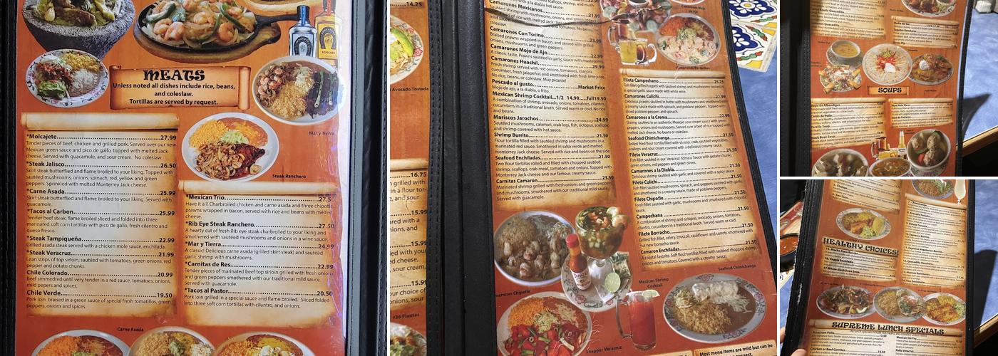 Mi Mexico Restaurant Menu