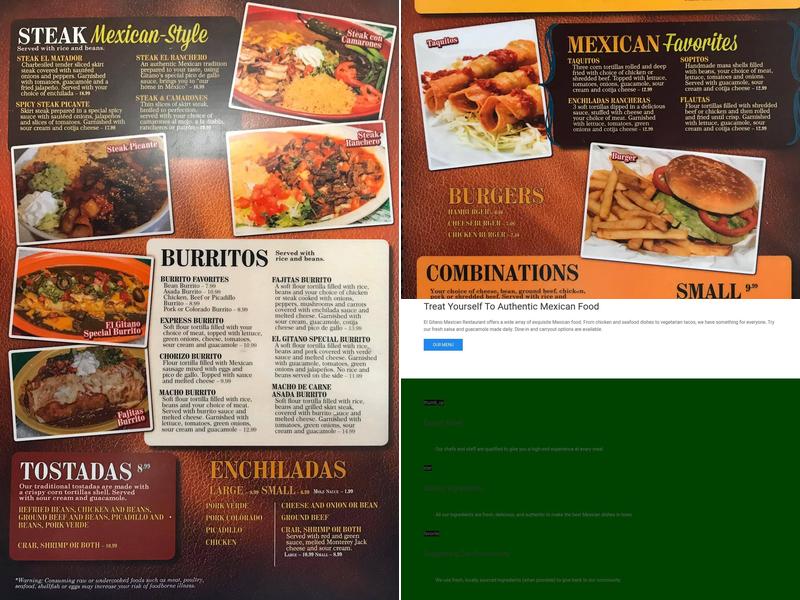 El Gitano Mexican Restaurant Menu