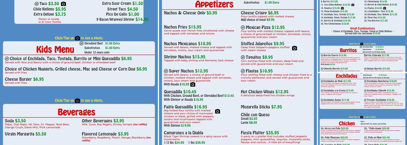 El Agave Mexican Restaurant Menu