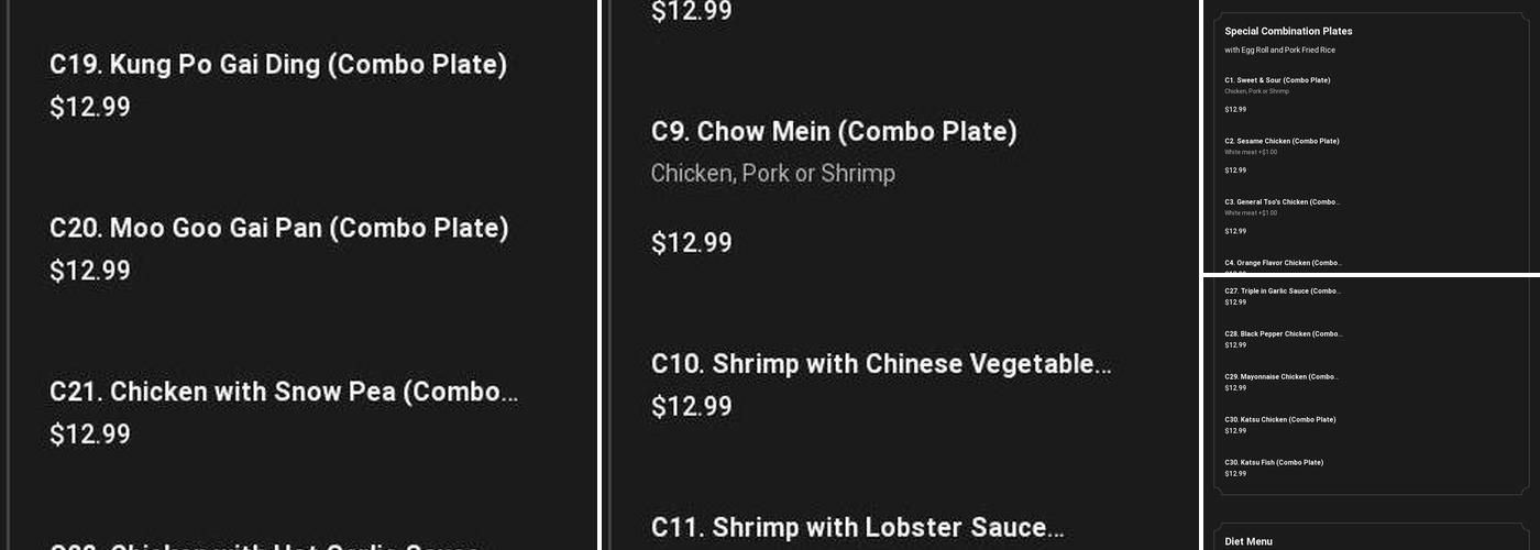 No. 1 Restaurant Menu