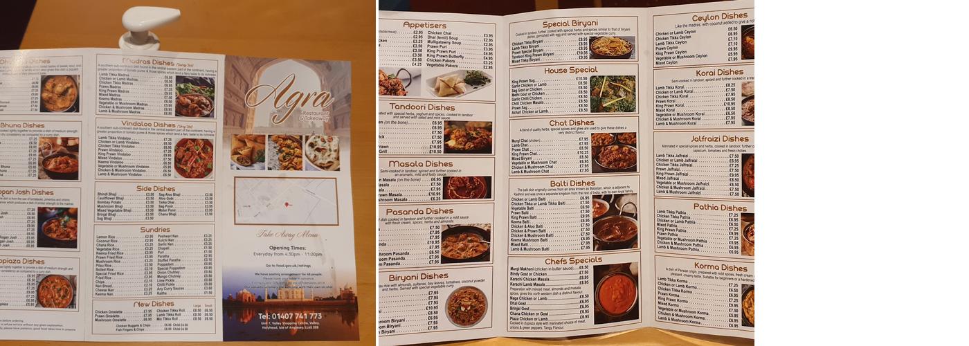 Agra Menu