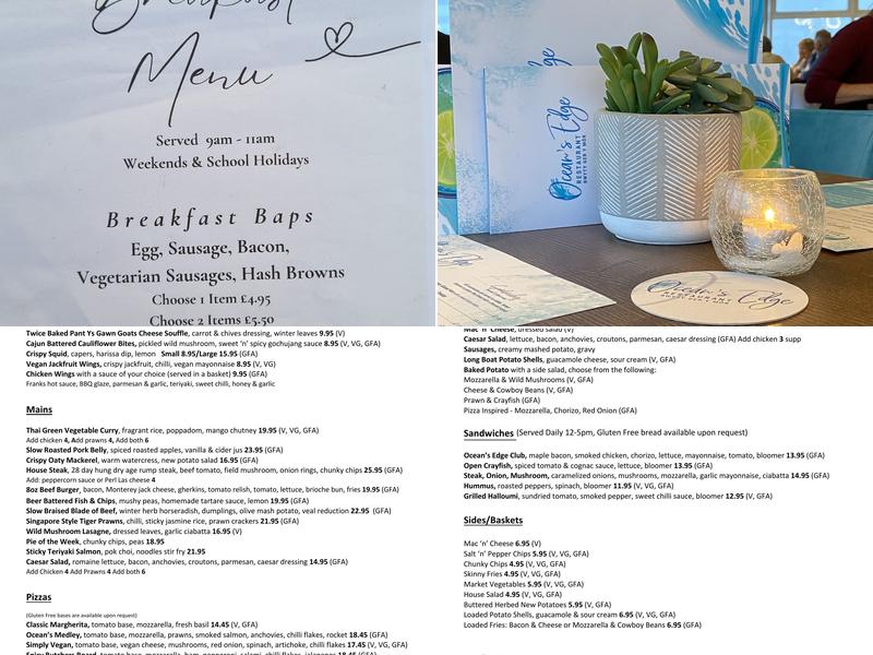 Ocean’s Edge Restaurant Menu
