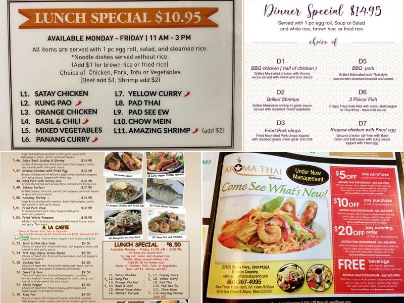 Aroma Thai Restaurant Menu