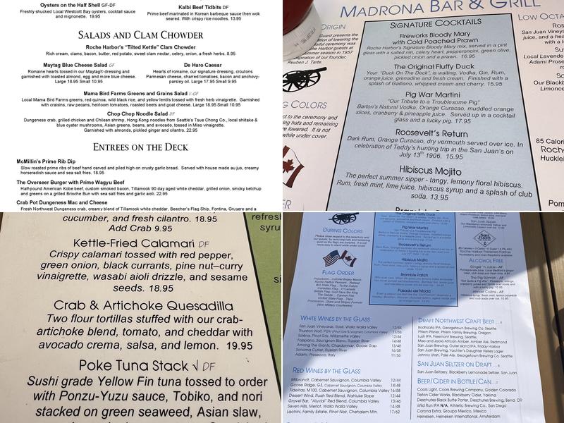 The Madrona Bar & Grill Menu