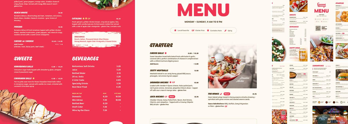 Coconut Kenny's Pizza - Burlington Menu