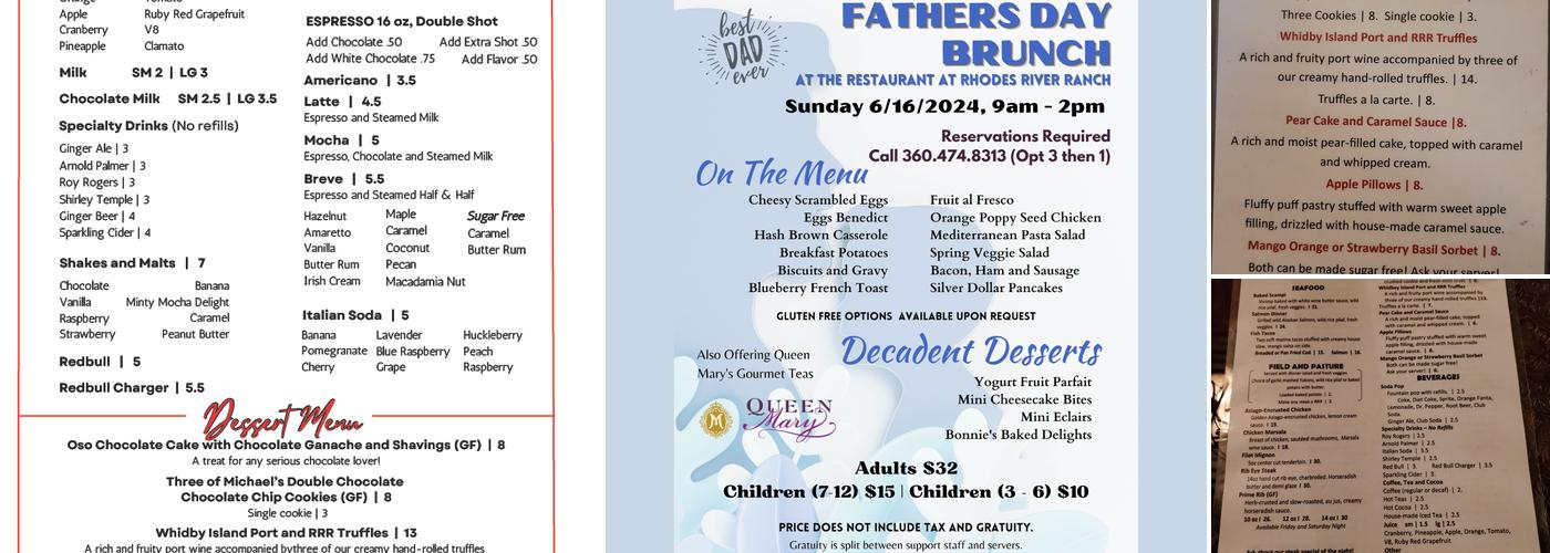 The Restaurant at Rhodes River Ranch Menu