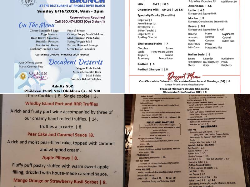 The Restaurant at Rhodes River Ranch Menu