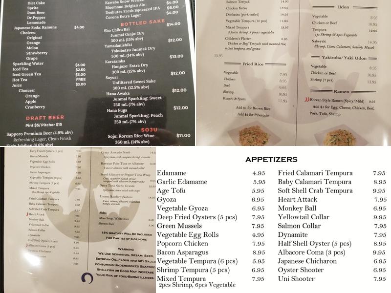 Umami ya Sushi Menu