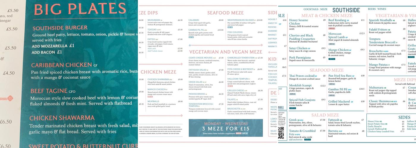 Southside Bar Restaurant Menu