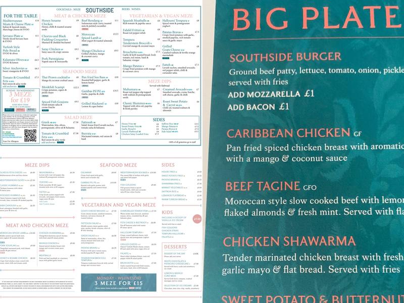 Southside Bar Restaurant Menu