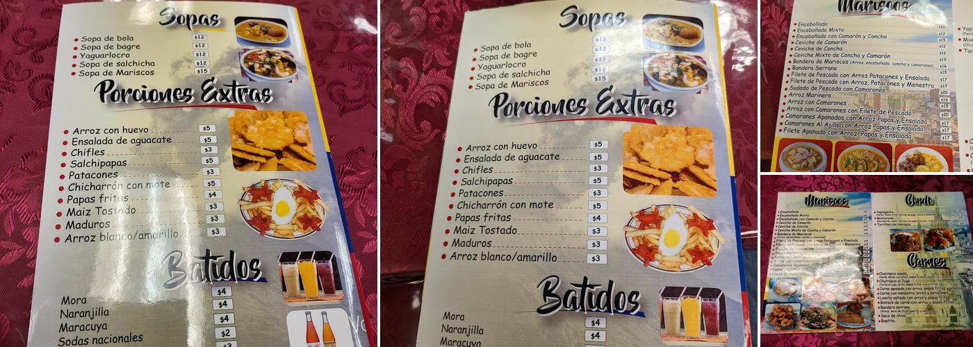 Rincon Ecuatoriano Menu