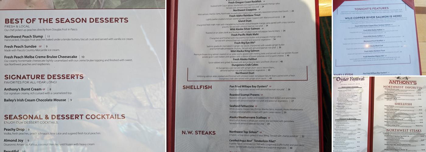 Anthony's At Columbia Point Menu